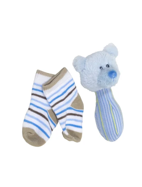 Baby Rattle and Booties — Stock Photo, Image