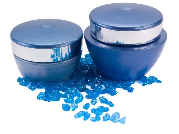 Creme und blaues Badesalz 3 — Stockfoto