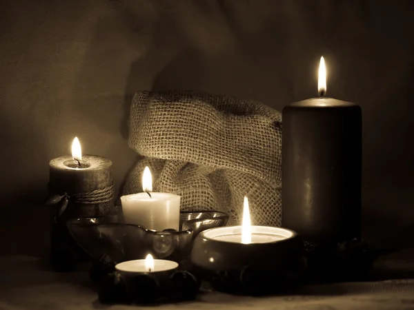 Aromatic candle's _sepia — Stock Photo, Image