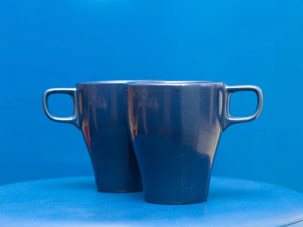 Twee blauwe koffiemok — Stockfoto