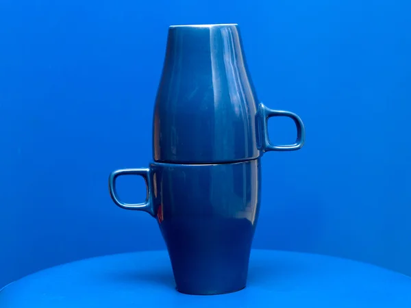2 つの青色のコーヒーのマグカップ 2 — ストック写真
