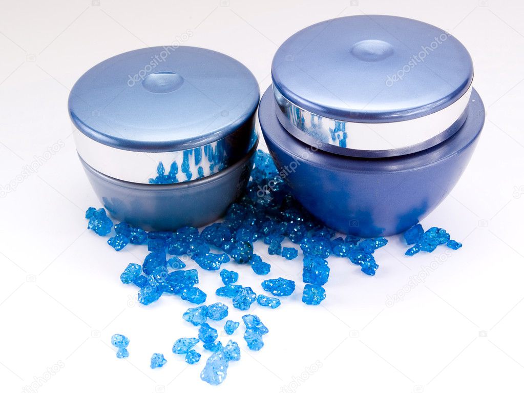 Cream and blue bath salt 2
