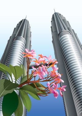 Flowers before Twin Towers clipart