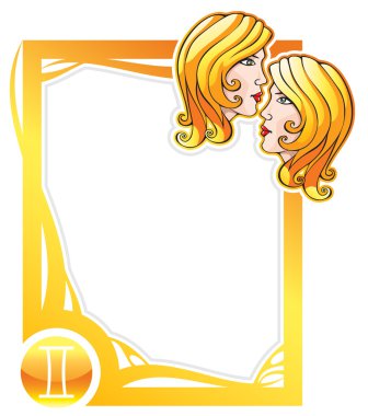 Zodiac frame series: Gemini clipart