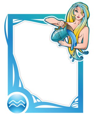 Zodiac frame series: Aquarius clipart