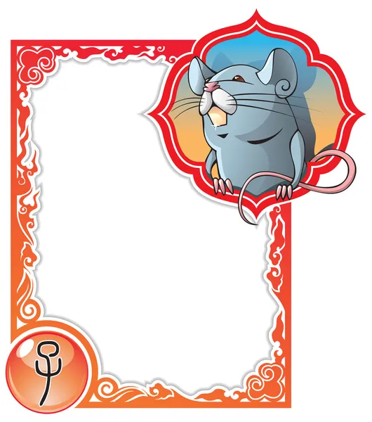 Horoscope chinois série cadre : Rat — Image vectorielle