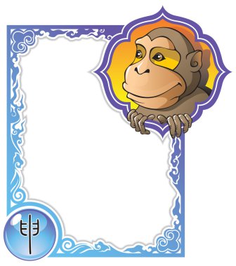 Chinese horoscope frame series: Monkey clipart