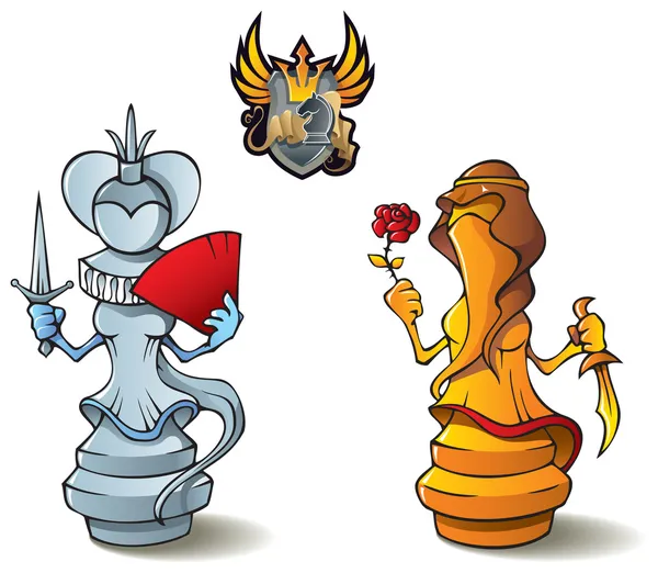 Набор шахмат: Queens — стоковый вектор