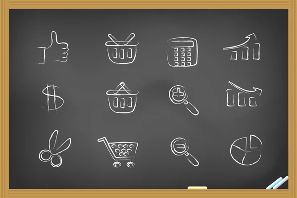 Shopping icons on blackboard — Stock Vector