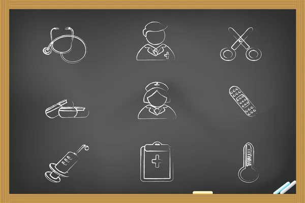 Medische pictogrammen trok op blackboard — Stockvector