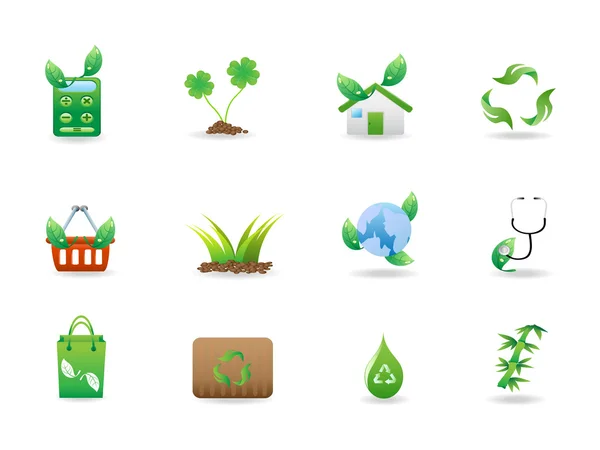 Grön eco ikoner set — Stock vektor