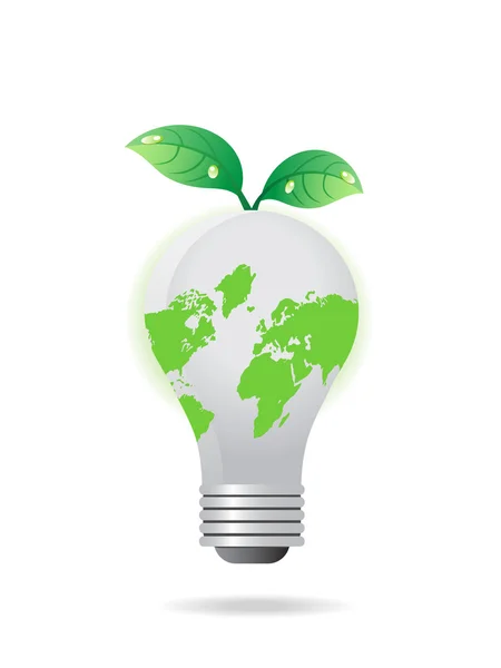 Ampoule globale avec feuilles — Image vectorielle