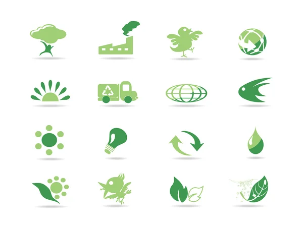 Ícones ecológicos verdes simples —  Vetores de Stock