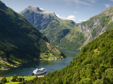 Geiranger fjord landscape clipart