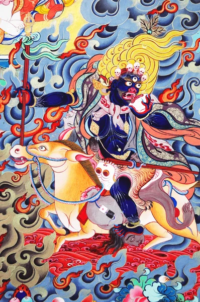 Ogień Bóg Buddyzm malarstwo grafika z Tybetu — Zdjęcie stockowe