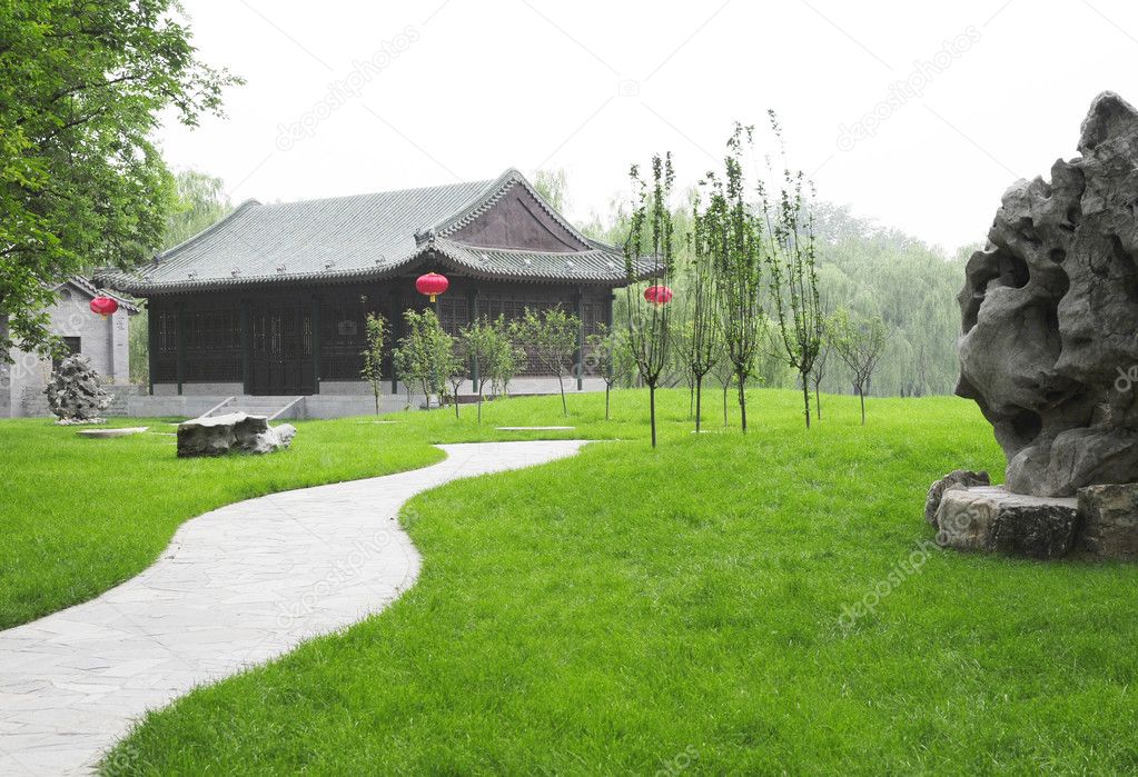 Traditional building and park in china