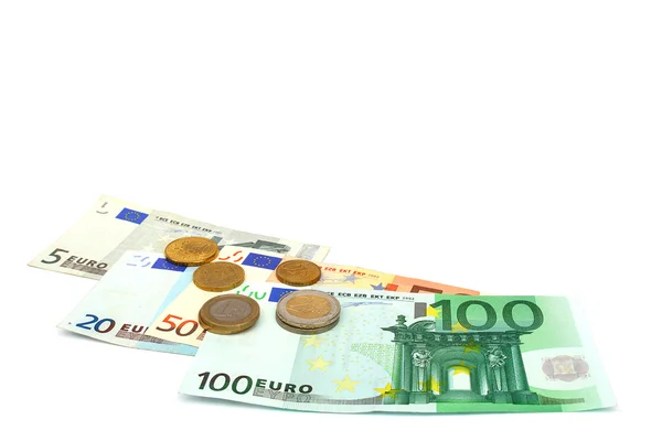 白い背景の上のユーロのお金. — ストック写真