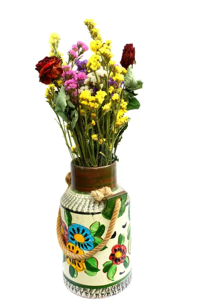 Old vase and dried flowers — Stock Photo, Image