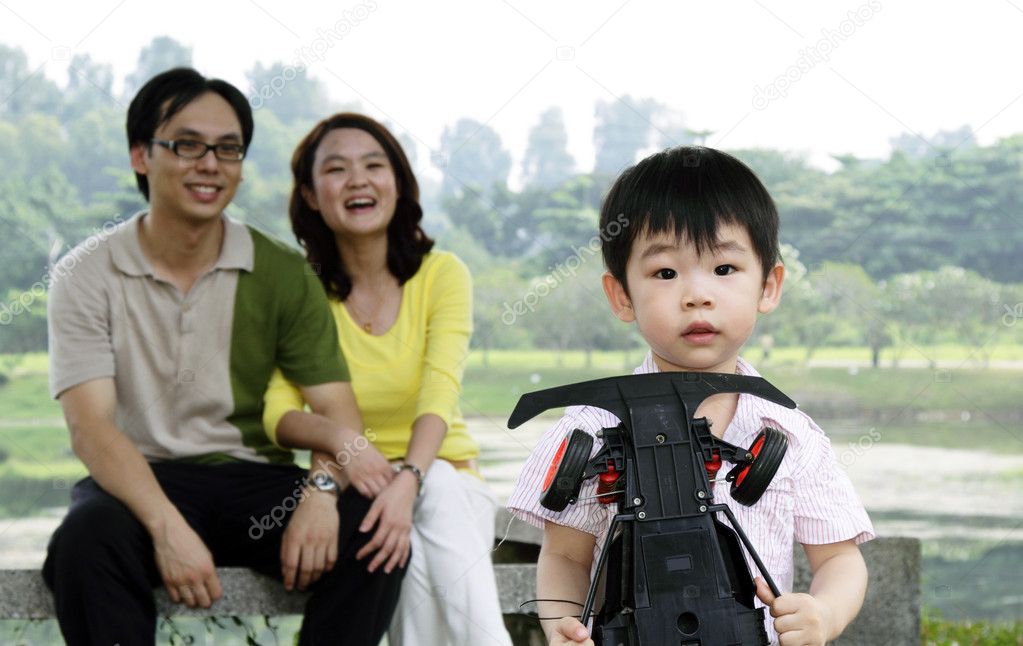 Child with family