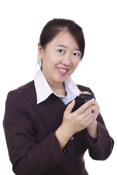 Mulher de negócios mensagens de texto — Fotografia de Stock