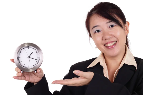 Woman with clock — Stock Photo, Image