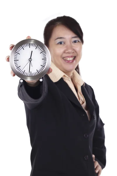 Kobieta z zegarem Zdjęcie Stockowe
