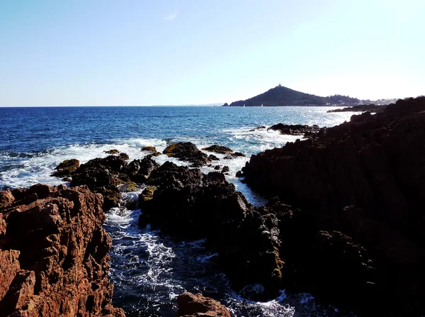 Esterel rochas vermelhas e mar — Fotografia de Stock