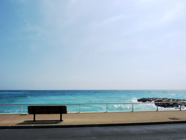 stock image Bench and mediterranean sea