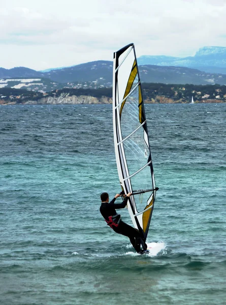 Windsurfer by cold weather — Stock Photo, Image