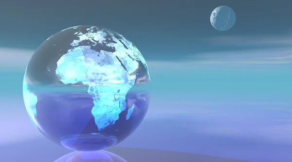 Terra azul e lua — Fotografia de Stock
