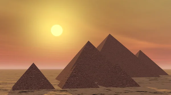 神秘金字塔由日落 — 图库照片