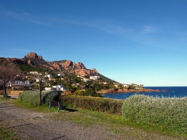 Esterel massif viewed from a little garden clipart