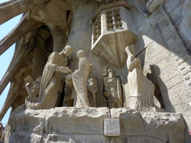 Sculptures of the Sagrada familia church, Barcelona, Spain clipart