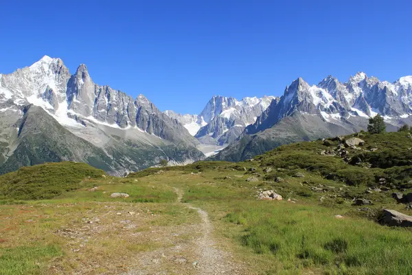 Mont-Blanc massif et petit sentier — Photo