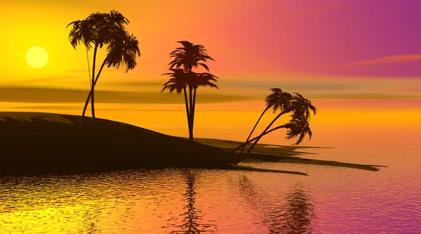 Paradiesinsel bei Sonnenuntergang — Stockfoto