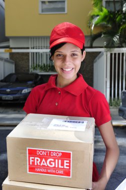 Delivery courier delivering package clipart