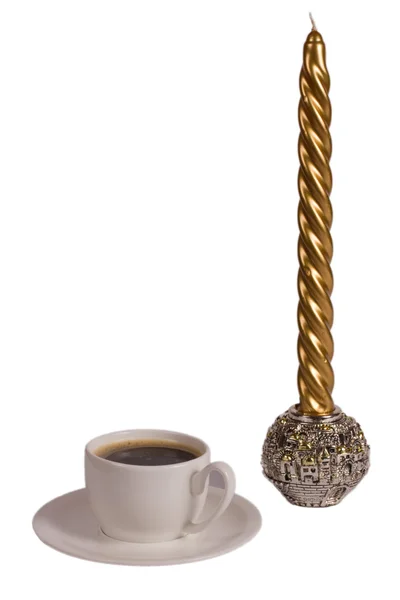 Caffè e candela — Foto Stock