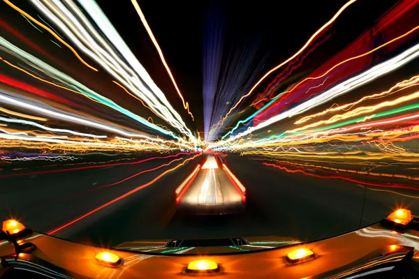 Intentional Blur Image of Driving at Nig — Stock Photo, Image