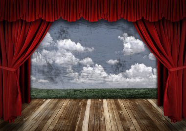 Dramatic Stage With Red Velvet Theater C clipart