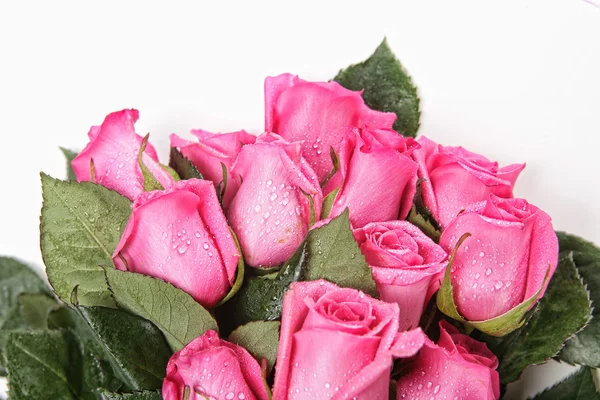 Πανέμορφα ροζ τριαντάφυλλα με σταγόνες νερό — Φωτογραφία Αρχείου