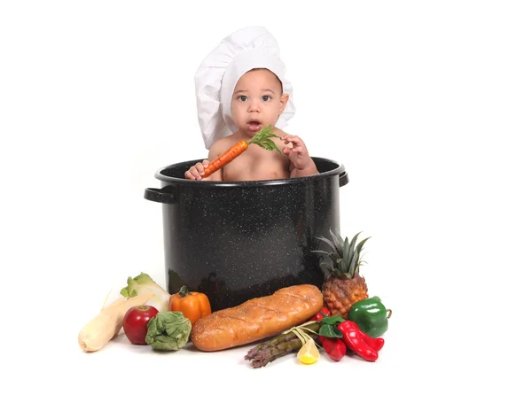 stock image Baby Boy in a Chef Pot