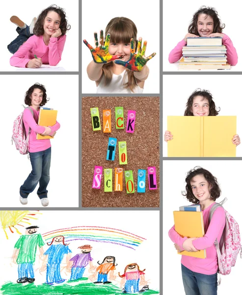 Kleurrijke terug naar school collage — Stockfoto