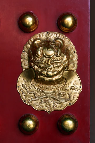 Fragment of chinese door with a lion/dra