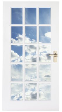 White door with sky behind clipart