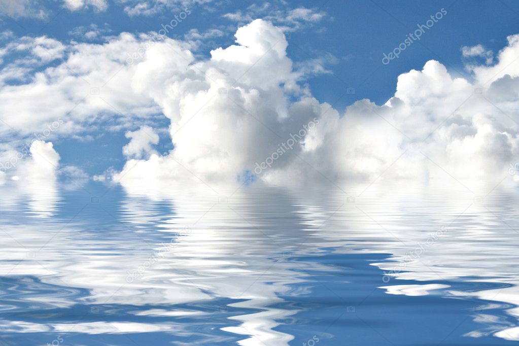 Clouds and sky reflection in water