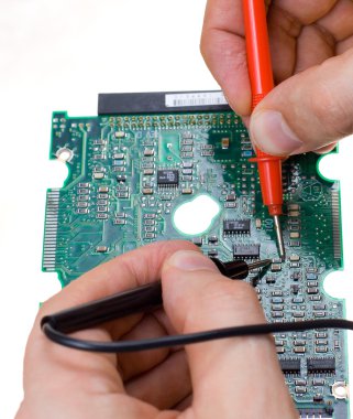 Printed circuit board and probes clipart