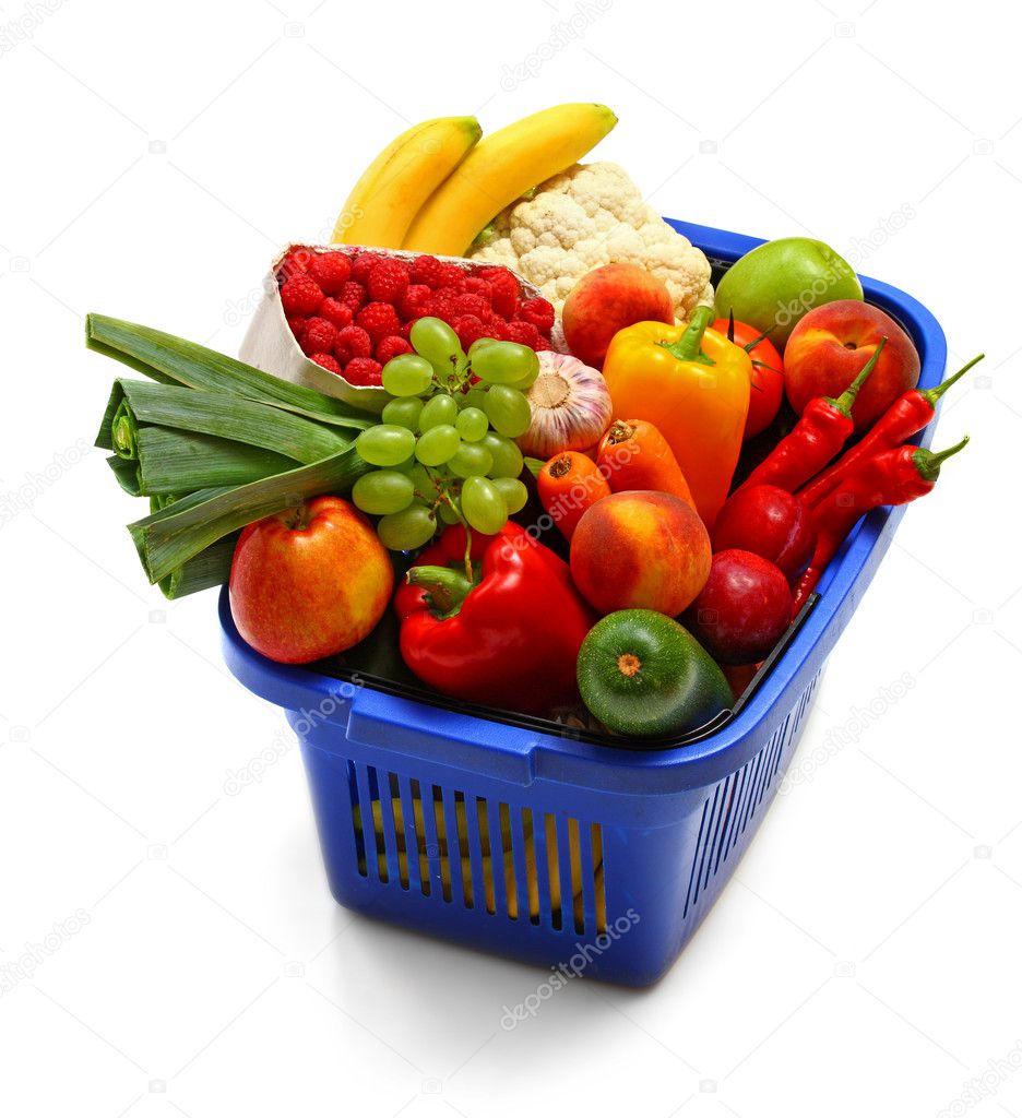 A shopping basket full of fresh produce