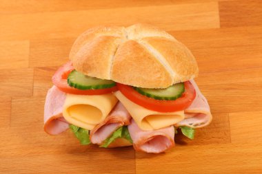 Delicious ham, cheese and salad sandwich clipart