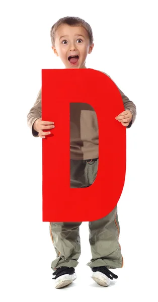 字母"d"的男孩 — 图库照片