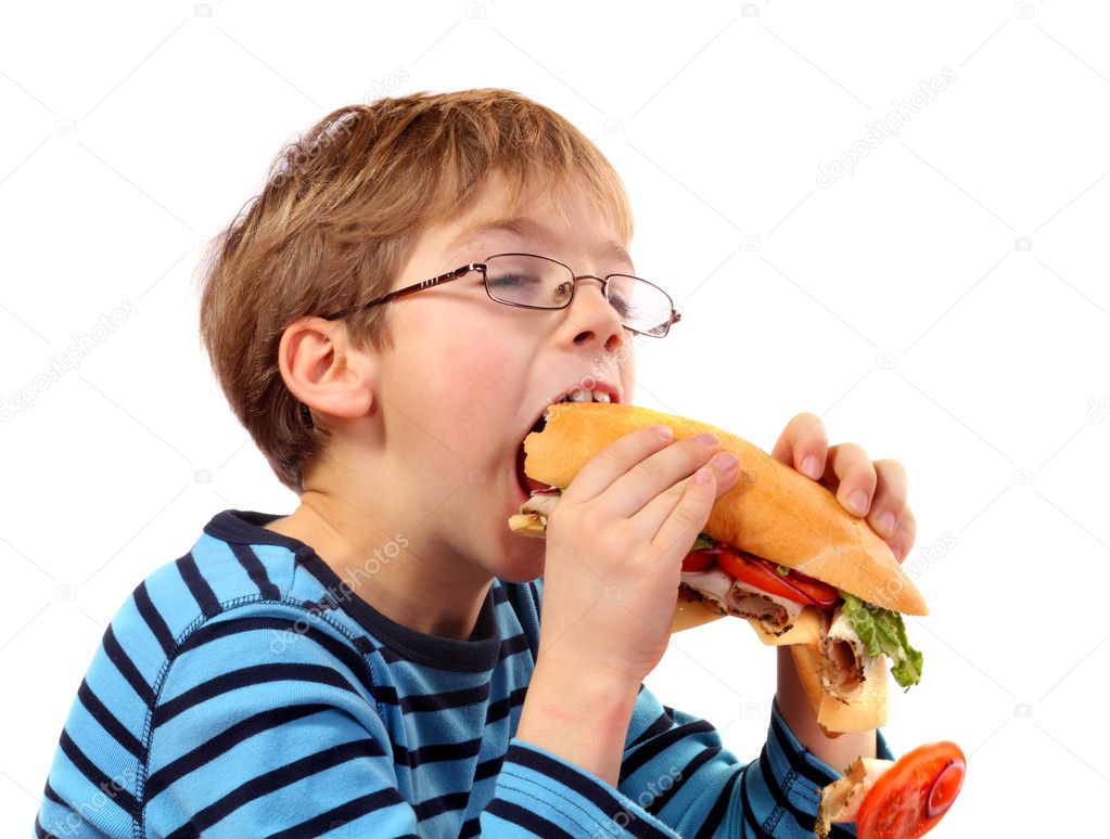 Boy eating large sandwich — Stock Photo © halina_photo #2976169